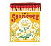 Sunflower Long Matches - Luxury Giant Square Matchbox - Red Tip Coloured Large Matchsticks - Candles Fireside Housewarming Gift