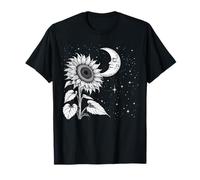 Sunflower Looking to the Moon Magical Night Sky Mystical Art T-Shirt