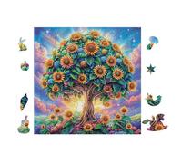 Sunflower Magic Tree 100 Pieces Jigsaw Puzzles For Men Educational Decompression Adults Anxiety Memory Care Mothers Valentines Premium Cardboard 28x28cm