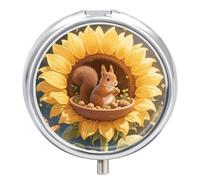 Sunflower Medicine Pill Case Round 3 Compartment Box Medicine Organizer Portable Decorative Pocket Wallet Vitamin Organizer