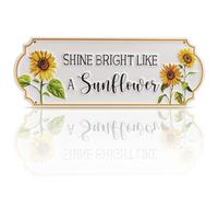 Sunflower Metal Wall Art, Inspirational Quotes Wall Decor, Positive Iron Decoration Hanging Gift for Living Room, Bathroom, Kitchen, Bedroom, Fence, Patio and Garden