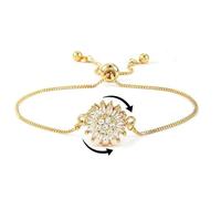 Sunflower Mood Bracelet, Adjustable Sunflower Bracelet, Fidget Bracelets,Worry Relieving Jewelry Gifts For Women (Golden)