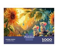 Sunflower Mouse Art 1000pcs Jigsaw Puzzle Vibrant Floral Petals - Heavy-Duty Jigsaw Cardboard & Puzzle for The Whole Family 70x50cm/1000pcs Relaxation Jigsaw Puzzle