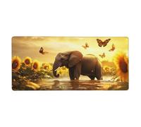 Sunflower Mouse Pad 1400 x 600 mm Large Mouse Mat Elephant Desk Mat with Water Resist Surface,XXL Mousepad with Anti-Slip Rubber Base,Extended Gaming Mouse Pads for Desktop Decor,Gift Women/Men M924