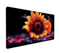 Sunflower Mouse Pad Large 900x300mm, Red Gaming Mouse Pad Waterproof Desk Mat with 3MM Stitched Edges, Non-Slip Rubber Base Mousepad Computer Accessories for Gaming, PC, Office, Home, Gifts -lsy26039D