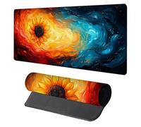 Sunflower Mouse Pad, Mouse Mat 700x300x3mm, Stitched Edge Design XXL Desk Mat Large, Desk Accessories Gaming Mousemat, Office Accessories Keyboard Pad, for Gaming Office Large Mousepad, Yellow 8-6218