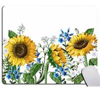 Sunflower Mouse pad, Yellow Sunflower with Green Leaves Yellow Mouse pad, Floral Rectangular Mouse Pad, Non-Slip Rubber MousePads for Office Home Laptop, 9.4"x7.9"