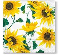 Sunflower Napkins SUNFLOWERS ON WHITE 40pcs, Fall Napkins, Birthday Party Supplies, Decoupage Paper for Crafts (Lunch)