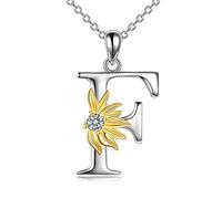 Sunflower Necklace Initial Alphabet Letter Script Name Pendant Jewellery s for Women Girls