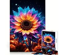 Sunflower Neon Cosmic Glow for Adults 1000 Piece Jigsaw Puzzle Mind Puzzle Relaxing Fun Image Assembly Warm Surprise 38x52cm