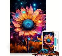 Sunflower Neon Cosmic Glow Puzzles for Adults 1000 Pieces Strengthen Memory Stress Relief Smooth Edge Heartfelt Gift 38x52cm