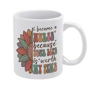 Sunflower Nurse Mug I Become A Nurse Mug Funny Coffee Mug,Man Cave Prints,The Best Gift for Colleagues, Parents, and Grandparents, 110z Men and Women
