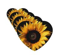 Sunflower On Black Background Car Air Fresheners 4 Pcs Funny Hanging Car Air Fresheners Cute Long Lasting Scented Mirror Hanging Decoration Ornaments Gift For Men Women Heart Shape