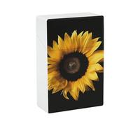 Sunflower on Black Background Cigarette Case Portable Novelty Cigarette Packing Box Crush Proof Waterproof Cigarette Box Novelty Gifts for Friend