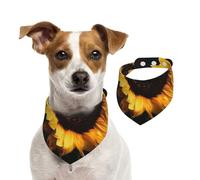 Sunflower On Black Background Dog Bandanas,Summer Bandanas for Dogs Washable Adjustable Dog Triangle Scarf Bibs Cute Pet Bibs for Medium Large Dogs Puppy and Cats Medium