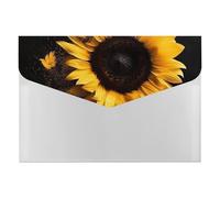 Sunflower on Black Background File Folder 6-Pocket, Waterproof Accordion File Organizer with Snap Closure, Expanding Document Holder for Office, Home