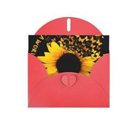Sunflower on Black Background Print Shimmer Blank Greeting Cards with Envelopes, Elegant DIY Invitations,Thank You Notes