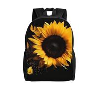 Sunflower On Black Background Travel Laptop Backpack Waterproof Lightweight Cute Backpack For Women Men Casual Daypack