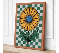 Sunflower on Checked Ground Canvas Wall Art Print 30x20 Inch (76 x 51 cm)