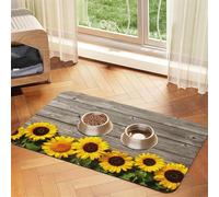 Sunflower On Rustic Wood,Waterproof Pet Feeding Mat,PU Leather Placemats for Cat Dog Water Bowl,Food Mats,40x60cm