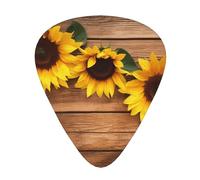Sunflower on Wood Plank Printed Guitar Picks 12-Piece Set - Comfortable, Versatile Plectrum for All Guitar Styles & Players