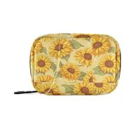 Sunflower Orange Flower travel bag with Detachable Compartments attachable small pill organizer
