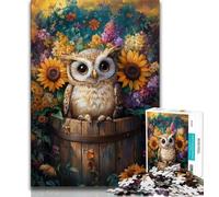 Sunflower Owl Jigsaws Puzzles 1000 Pieces for Adults Gifts,Brain Intelligence Challenge Addictive Toys for Home Decoration (38x26cm)