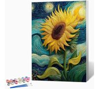 Sunflower Paint by Numbers for Adults, Abstract Adult Paint by Numbers Canvas Kits, Hobbies for Adults Women, DIY Color Oil Painting Acrylic Painting for Beginners, Gifts, Decor 24x32 Inch -WX251095