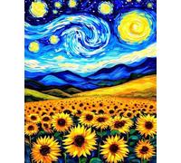 Sunflower Paint by Numbers for Adults, Abstract Paint by Numbers for Children or Beginner, DIY Canvas Oil Painting Kit with Brushes and Acrylic Pigment for Home Wall Decor, Gifts for Women 50x65cm 5-5