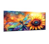 Sunflower Paint by Numbers for Adults, Paint by Numbers Kits On Canvas, DIY Digital Painting for Adults Beginners with Acrylic and Brushes, Dragonfly Oil Painting for Home Wall Decor 8x16 Inch w0-747