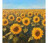 Sunflower Paint by Numbers for Children Sea Of Flowers Paint by Number Canvas 50X50CM, DIY Acrylic Oil Paintngs Adults Beginners Art Craft Kits with 3 Brushes and Acrylic Pigment, Home Decor, Gifts