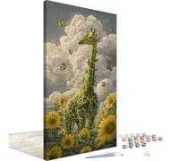 Sunflower Paint by Numbers Giraffe Paint by Numbers for Children 6-12, DIY Painting Kits for Adults Beginners, Acrylic Pigment Painting with Brushes for Women Gifts 40x80 Inch, Without Frame 4L-1089
