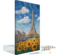 Sunflower Paint by Numbers Paris Paint by Numbers for Children 6-12, DIY Painting Kits for Adults Beginners, Acrylic Pigment Painting with Brushes for Women Gifts 32x64 Inch, Without Frame 4L-1308