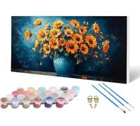 Sunflower Paint by Numbers Vase Painting by Numbers for Adults Beginner, DIY Adult Crafts Oil Painting Art Kits with 3 Paint Brush and Acrylic Paints for Home Decor Gifts 28X56Inch -lsy2506W2S8
