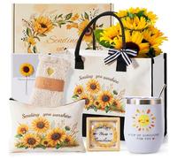 Sunflower Pamper Gifts for Women,Happy Birthday Hampers Gifts Set for Her,Get Well Soon Self Care Package Kit Thinking of you Christmas Gifts Box Basket With Tote Bag for Mum Sister Grandma Friends