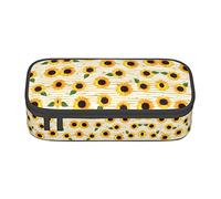Sunflower Pattern Large Pencil Case for Girls and Boys, Aesthetic Pencil Bag with Multi Compartments for Adults, Office Stationary Organizer Practical for Kids Teenage Women Men