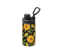 Sunflower Pattern Print 12 Oz Insulated Double Walled Stainless Steel Metal Water Bottle for Cold Hot Drink