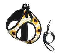 Sunflower Pattern Print Adjustable Harness Leash Set For Cats And Dogs, Soft Breathable Kitten Puppy Mesh Vest With Reflective Design, Escape-Proof Lead For Small Pets Walking Training