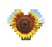 Sunflower Pattern Print Building Brick Block Puzzle Heart Shaped,Christmas Valentines Birthday Anniversary Presents