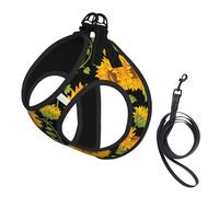 Sunflower Pattern print Dog Harness and Leash Set, Reflective Adjustable Puppy Vest for Small Medium Large Dogs, Cats