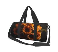 Sunflower Pattern Print Round Duffel Bag, Canvas Overnight Travel Tote Bag, Waterproof and Tear-Resistant.Foldable Weekend Travel Bag