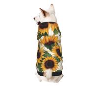 Sunflower Pattern Printed Dog Hoodie Soft Dog Sweatshirt Cute Cat Dog Clothes for Small Dogs Kitten Puppy, M