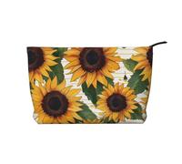 Sunflower Pattern Printed Makeup Bag Corduroy Travel Cosmetic Bags Cosmetic Case Toiletry Bag Organizer for Women Mom Girls