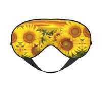 Sunflower Pattern Printing Reversible Design Sleep Mask, Ideal for Camping, Meditation & Shifts, Snug Fit,No Light Leakage