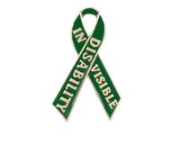Sunflower Pattern Red Ribbon Lapel Pins, Green 'Invisible Disability' Themed Enamel Brooches, Suitable for Disabled Individuals