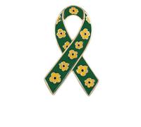 Sunflower Pattern Red Ribbon Lapel Pins, Green 'Invisible Disability' Themed Enamel Brooches, Suitable for Disabled Individuals