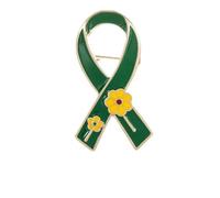 Sunflower Pattern Red Ribbon Lapel Pins, Green 'Invisible Disability' Themed Enamel Brooches, Suitable for Disabled Individuals