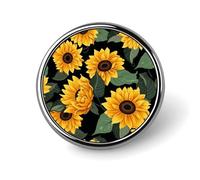 Sunflower Pattern Round Badge Personalized Metal Lapel Pin Badges Fit Clothing Bags Hat Humorous Printed Brooch Badge Party Decorations Accessories for Men Women