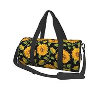 Sunflower Pattern Travel Duffel Bag for Women Men,Print Polyester Tote Round Luggage Bag with Shoulder Strap
