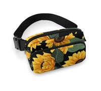 Sunflower Pattern Waist Bag Fashion Fanny Bag with Adjustable Strap for Outdoor Workout Cycling Unisex, white, 20x13cm, Waist Bag